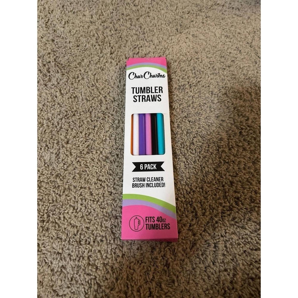 New CharCharm 40 ounce reusable straws (Stanley/ yeti) 6 pack - Picture 2 of 4